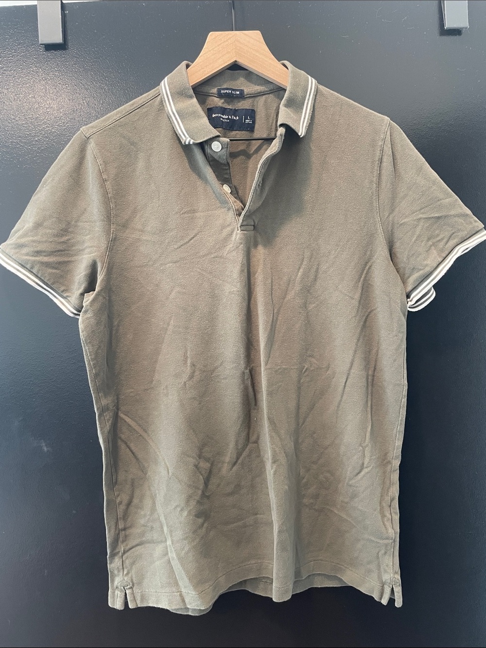 Abercrombie & Fitch Olive Polo with White Trim